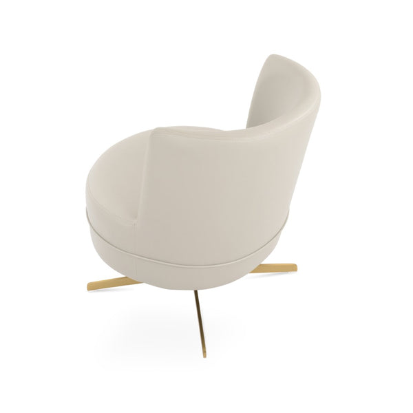 Soho Concept Hilton Lounge Swivel Chair - Soft Leatherette, 4-star Brass Base, 2-year Guarantee, 400 Lbs Capacity Gold,Light Grey  Soho-concept-dining-chair-12079