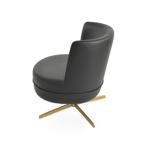 Soho Concept Hilton Lounge Swivel Chair - Soft Leatherette, 4-star Brass Base, 2-year Guarantee, 400 Lbs Capacity Gold,Black  Soho-concept-dining-chair-12080