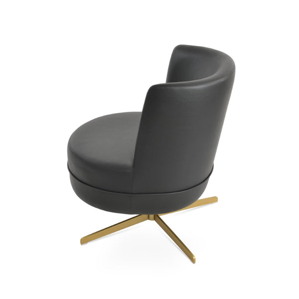 Soho Concept Hilton Lounge Swivel Chair - Soft Leatherette, 4-star Brass Base, 2-year Guarantee, 400 Lbs Capacity Gold,Black  Soho-concept-dining-chair-12080