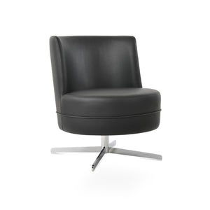 Soho Concept Hilton Lounge Swivel Chair - Soft Leatherette, 4-star Brass Base, 2-year Guarantee, 400 Lbs Capacity Chrome,Black  Soho-concept-dining-chair-12077