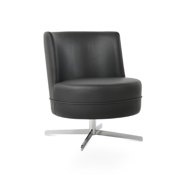 Soho Concept Hilton Lounge Swivel Chair - Soft Leatherette, 4-star Brass Base, 2-year Guarantee, 400 Lbs Capacity Chrome,Black  Soho-concept-dining-chair-12077