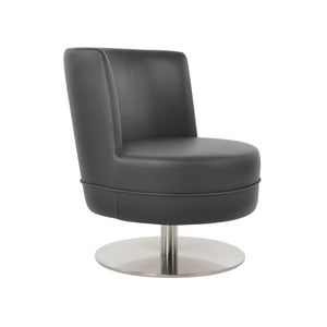 Soho Concept Hilton Lounge Swivel Chairs With Soft Leatherette Upholstery & 2-year Guarantee, Light Grey Finish Black  Soho-concept-dining-chair-12087