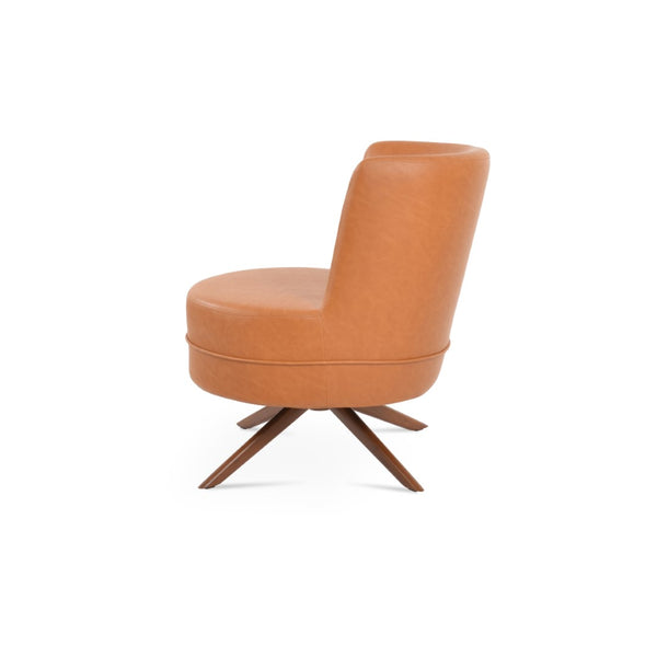 Soho Concept Hilton Sword Lounge Swivel Chair - Soft Leatherette, 2-year Guarantee, Stylish Metal Base, 400 Lbs Walnut  Soho-concept-dining-chair-12090