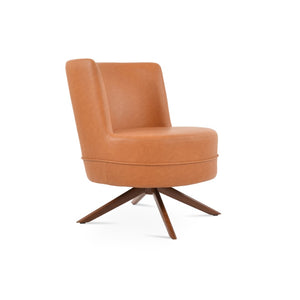 Soho Concept Hilton Sword Lounge Swivel Chair - Soft Leatherette, 2-year Guarantee, Stylish Metal Base, 400 Lbs Walnut  Soho-concept-dining-chair-13175