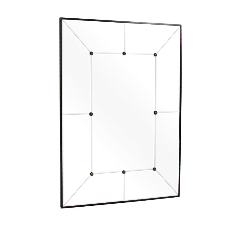Zentique Iron Paneled Mirror — 35.5x47.5" Industrial Iron Frame with Paneled Glass, Slim 1.5" Depth for Easy Mounting and Bold Decor Appeal HJT20007