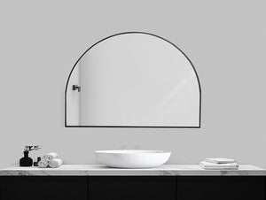 Zentique Iron Arched Mirror Medium — Tall Architectural Iron Frame W47 x H35.5in Accent Mirror for Hallway HJT21217