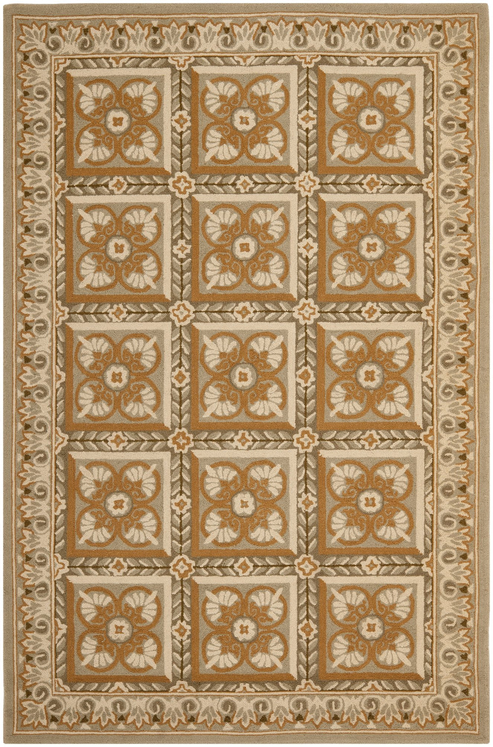 Safavieh Hooked Wool Area Rug - Hand-hooked Floral Design, 5'3" X 8'3" - Elegant, Durable & Versatile Decor Assorted Wool Pile Hk14a-5