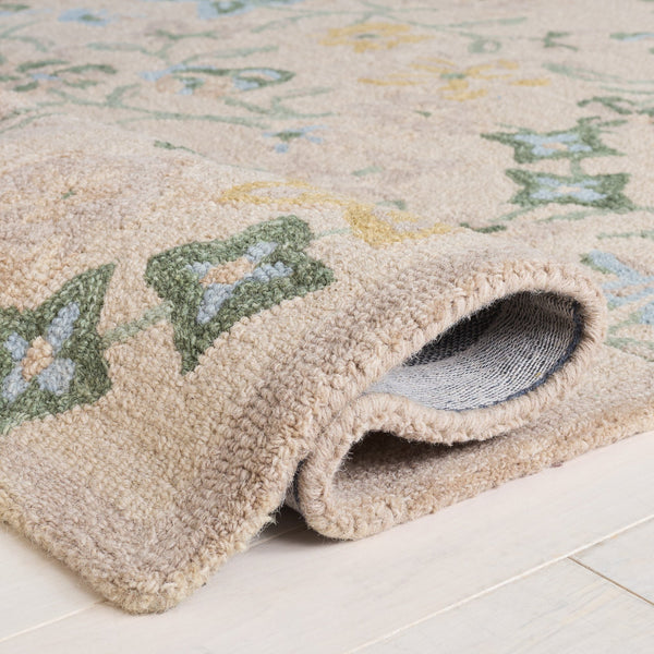 Safavieh Chelsea Hand-Tufted Wool-Cotton Rug With Muted Beige Green Floral Motif — Timeless Soft Texture 4'-0" x 6'-0" HK202B-4
