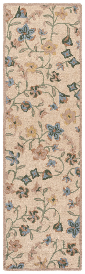 Safavieh Chelsea Hand-Tufted Wool-Cotton Runner With Muted Beige & Green Floral Motif For Hallways 2'-3" x 8'-0" HK202B-28