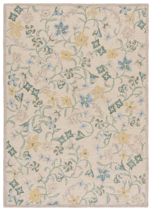 Safavieh Chelsea Hand-Tufted Wool-Cotton Runner With Muted Beige & Green Floral Motif For Hallways 2'-3" x 8'-0" HK202B-28
