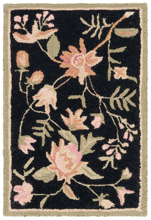 Safavieh Chelsea Hand-Hooked Wool Rug 9X12 – Plush 3/8" Floral On Black, Artisan-Made Elegance For Living Spaces HK263B-68OV