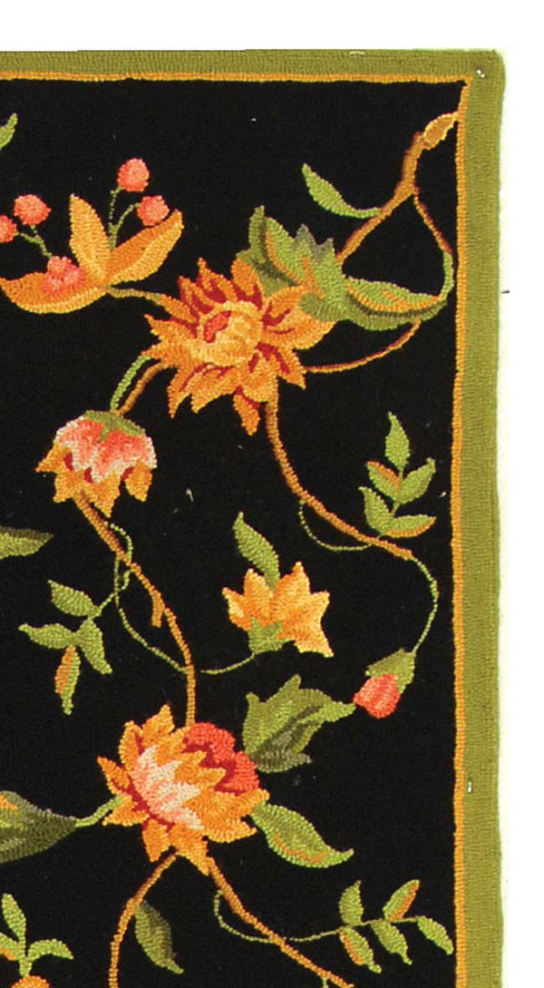 Safavieh Chelsea Hand-Hooked Wool Rug 9X12 – Plush 3/8" Floral On Black, Artisan-Made Elegance For Living Spaces HK263B-68OV