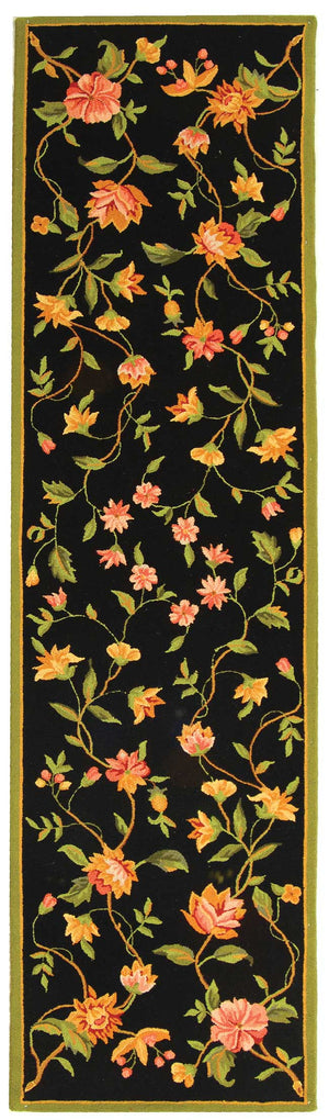 Safavieh Chelsea Hand-Hooked Wool Rug 9X12 – Plush 3/8" Floral On Black, Artisan-Made Elegance For Living Spaces HK263B-68OV