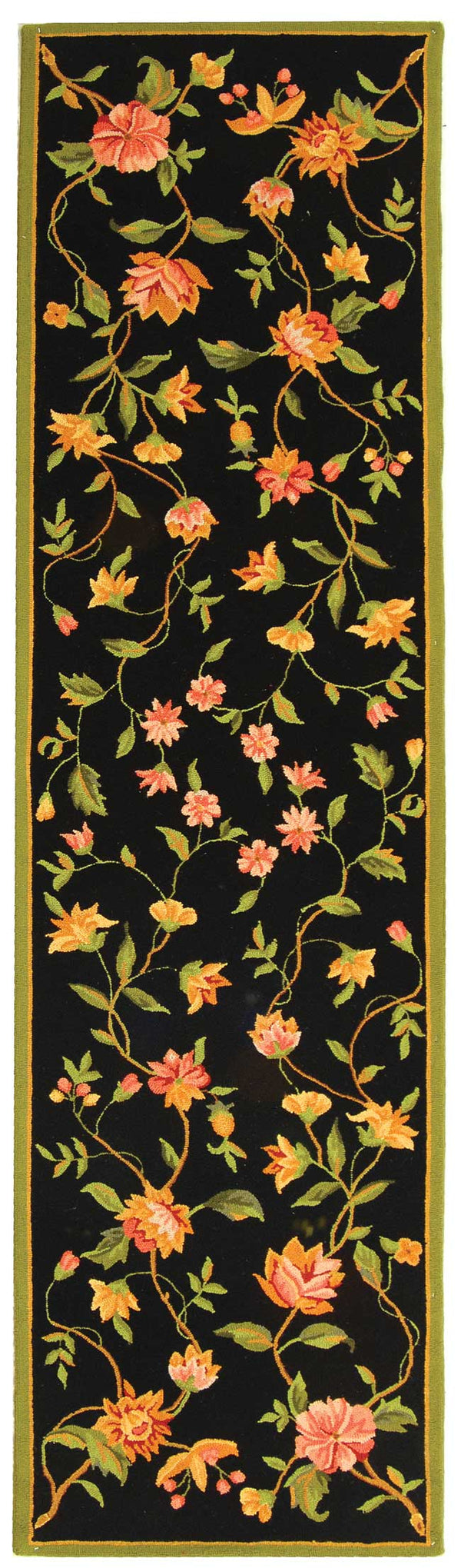 Safavieh Chelsea Hand-Hooked Wool Rug 9X12 – Plush 3/8" Floral On Black, Artisan-Made Elegance For Living Spaces HK263B-68OV