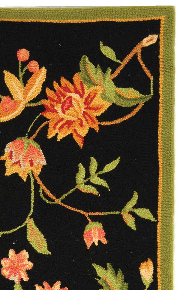 Safavieh Chelsea Hand-Hooked Wool Rug 9X12 – Plush 3/8" Floral On Black, Artisan-Made Elegance For Living Spaces HK263B-68OV