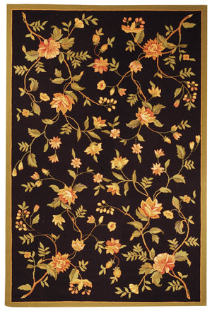 Safavieh Chelsea Hand-Hooked Wool Rug 9X12 – Plush 3/8" Floral On Black, Artisan-Made Elegance For Living Spaces HK263B-68OV