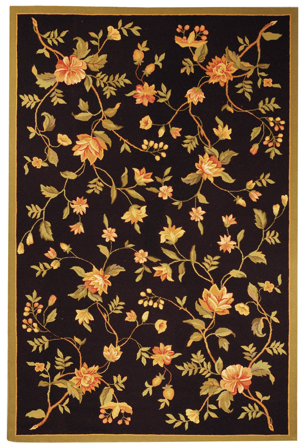 Safavieh Chelsea Hand-Hooked Wool Rug 9X12 – Plush 3/8" Floral On Black, Artisan-Made Elegance For Living Spaces HK263B-68OV