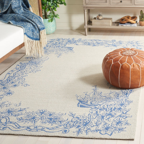 Safavieh Chelsea Hooked Rug 291 Hand Tufted Floral Rug Blue / Grey HK291M-8