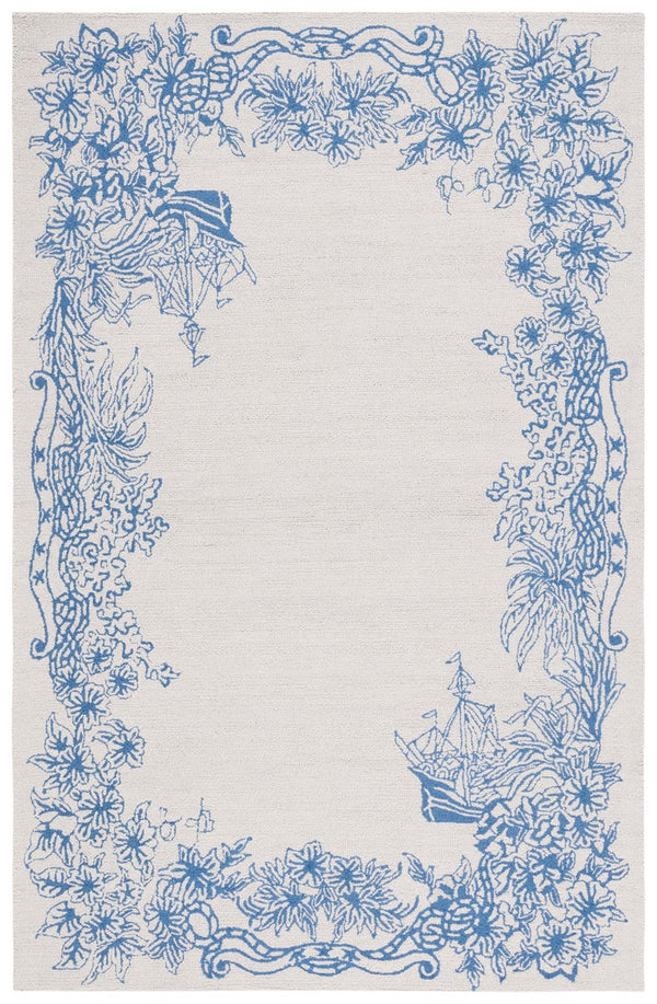 Safavieh Chelsea Hooked Rug 291 Hand Tufted Floral Rug Blue / Grey HK291M-8