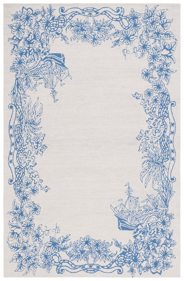 Safavieh Chelsea Hooked Rug 291 Hand Tufted Floral Rug Blue / Grey HK291M-5