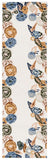 Safavieh Chelsea Hooked Rug 292 Tufted Floral Rug Ivory / Blue 6' x 6' Square