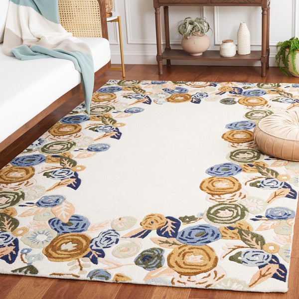 Safavieh Chelsea Hooked Rug 292 HK292 Tufted Floral Rug Ivory / Blue HK292A-6