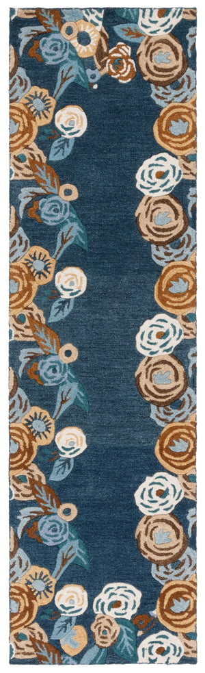 Safavieh Chelsea Hooked Rug 292 Tufted Floral Rug Blue / Ivory 2'-3" x 8'