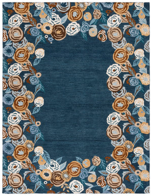 Safavieh Chelsea Hooked Rug 292 Tufted Floral Rug Blue / Ivory 8' x 10'