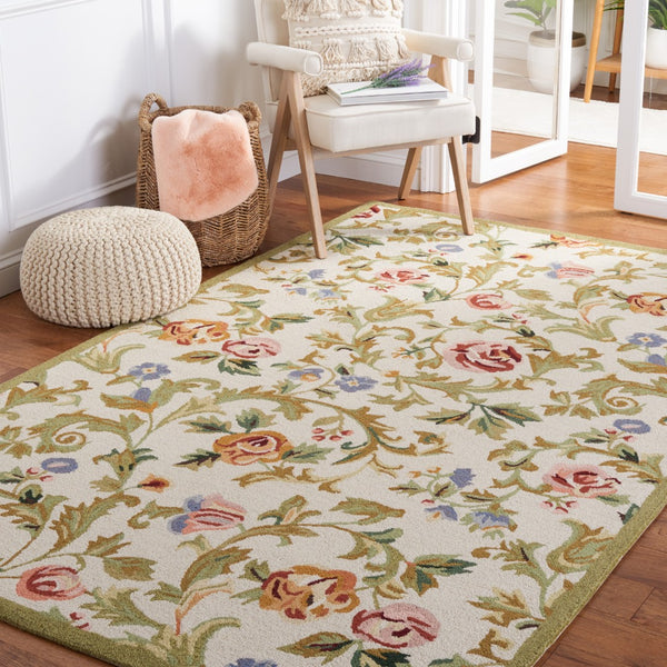 Safavieh Chelsea Hand-hooked Wool Area Rug - Elegant Floral Design In Rich Hues For Luxurious Home Comfort Ivory Wool Hk310a-4ov