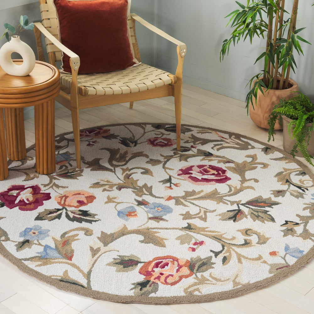 Safavieh Chelsea Hand-hooked Wool Area Rug - Elegant Floral Design In Rich Hues For Luxurious Home Comfort Ivory Wool Hk310a-4ov
