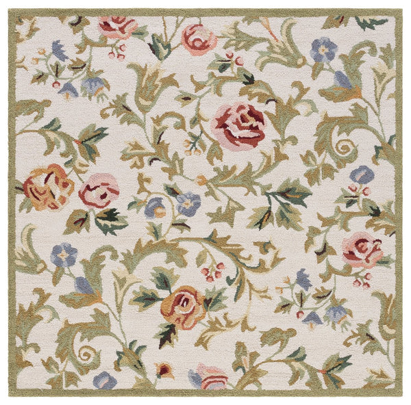 Safavieh Chelsea Hand-hooked Area Rug - Luxurious Floral Design In Soft Ivory For Timeless Home Elegance Ivory Wool Hk310a-5sq