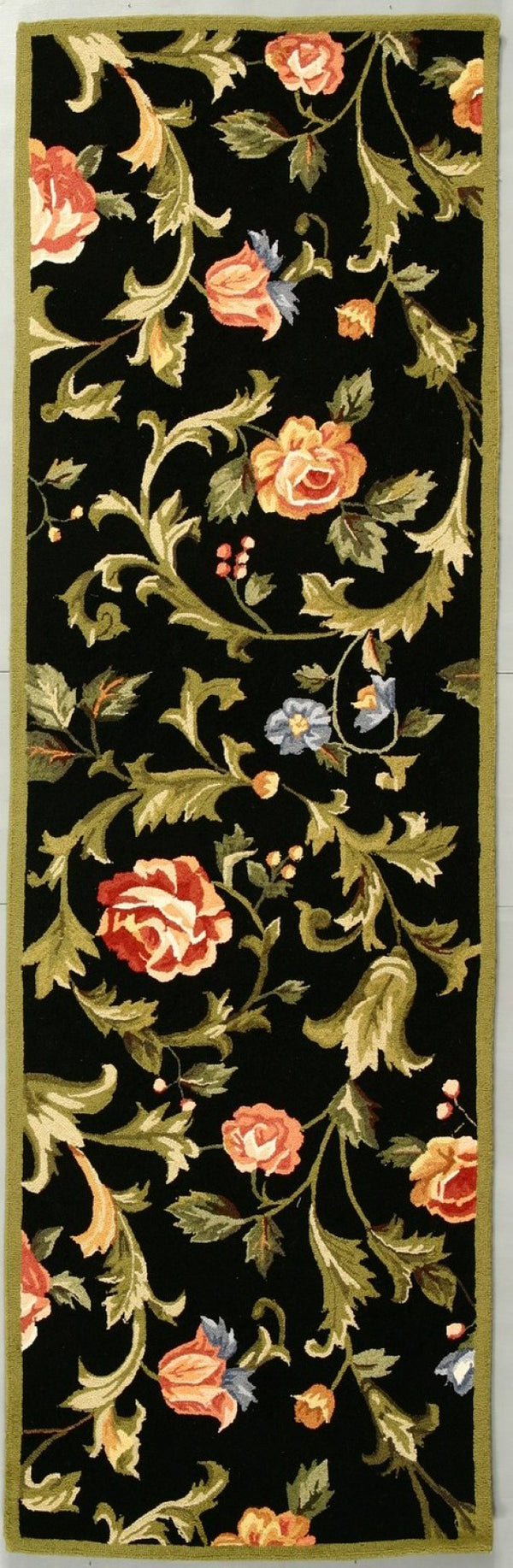 Safavieh Chelsea Hand-hooked Wool Area Rug - Elegant Floral Design In Rich Hues For Luxurious Home Comfort Black Wool Hk310b-4ov