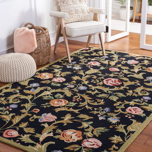 Safavieh Chelsea Hand-hooked Wool Area Rug - Elegant Floral Design In Rich Hues For Luxurious Home Comfort Black Wool Hk310b-4ov