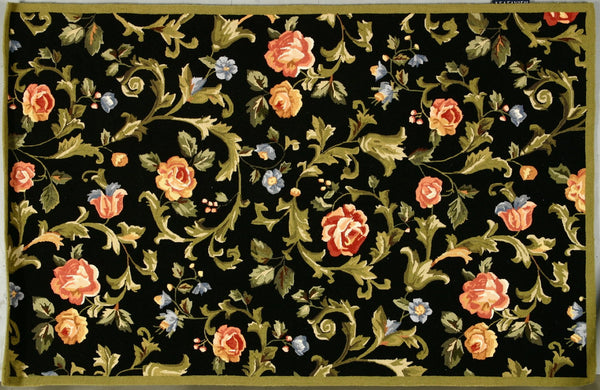 Safavieh Chelsea Hand-hooked Wool Area Rug - Elegant Floral Design In Rich Hues For Luxurious Home Comfort Black Wool Hk310b-4ov