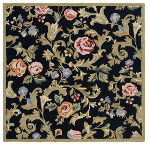 Safavieh Chelsea Hand-hooked Area Rug - Luxurious Floral Design In Soft Ivory For Timeless Home Elegance Black Wool Hk310b-5sq