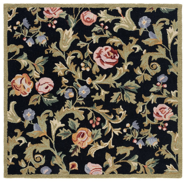Safavieh Chelsea Hand-hooked Wool Area Rug - Elegant Floral Design In Rich Hues For Luxurious Home Comfort Black Wool Hk310b-4ov