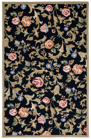 Safavieh Chelsea Hand-hooked Wool Area Rug - Elegant Floral Design In Rich Hues For Luxurious Home Comfort Black Wool Hk310b-4ov