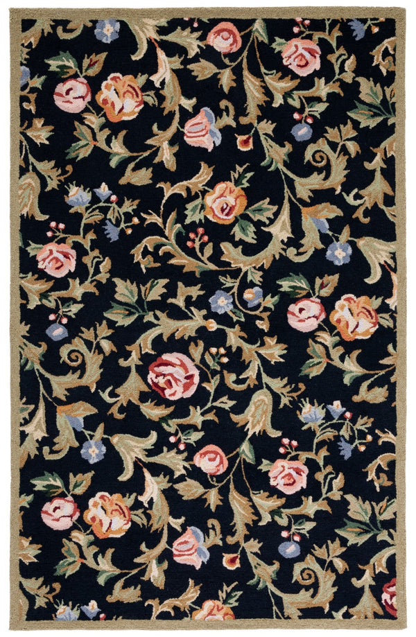Safavieh Chelsea Hand-hooked Wool Area Rug - Elegant Floral Design In Rich Hues For Luxurious Home Comfort Black Wool Hk310b-4ov