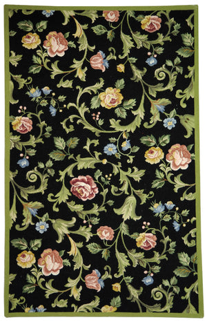 Safavieh Chelsea Hand-hooked Wool Area Rug - Elegant Floral Design In Rich Hues For Luxurious Home Comfort Black Wool Hk310b-4ov