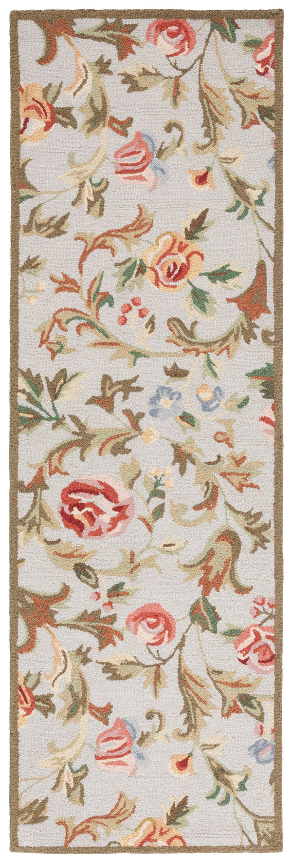 Safavieh Chelsea Hand-Hooked 6X9 Wool Rug In Ivory & Sage — Classic Floral Motif, Low-Profile 3/8" Pile, Durable Elegance HK310W-6