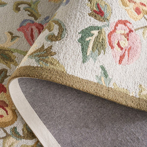 Safavieh Chelsea Hand-hooked Wool Area Rug - Elegant Floral Design In Rich Hues For Luxurious Home Comfort Ivory ,Sage Wool Hk310w-9