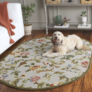 Safavieh Chelsea Hand-Hooked 6X9 Wool Rug In Ivory & Sage — Classic Floral Motif, Low-Profile 3/8" Pile, Durable Elegance HK310W-6