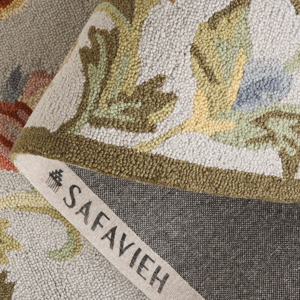Safavieh Chelsea Hand-hooked Wool Area Rug - Elegant Floral Design In Rich Hues For Luxurious Home Comfort Ivory ,Sage Wool Hk310w-9