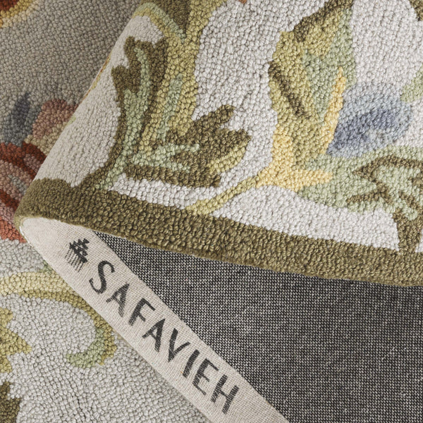 Safavieh Chelsea Hand-Hooked 6X9 Wool Rug In Ivory & Sage — Classic Floral Motif, Low-Profile 3/8" Pile, Durable Elegance HK310W-6