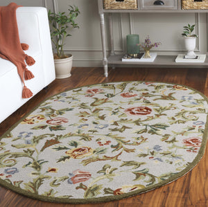 Safavieh Chelsea Hand-Hooked 6X9 Wool Rug In Ivory & Sage — Classic Floral Motif, Low-Profile 3/8" Pile, Durable Elegance HK310W-6