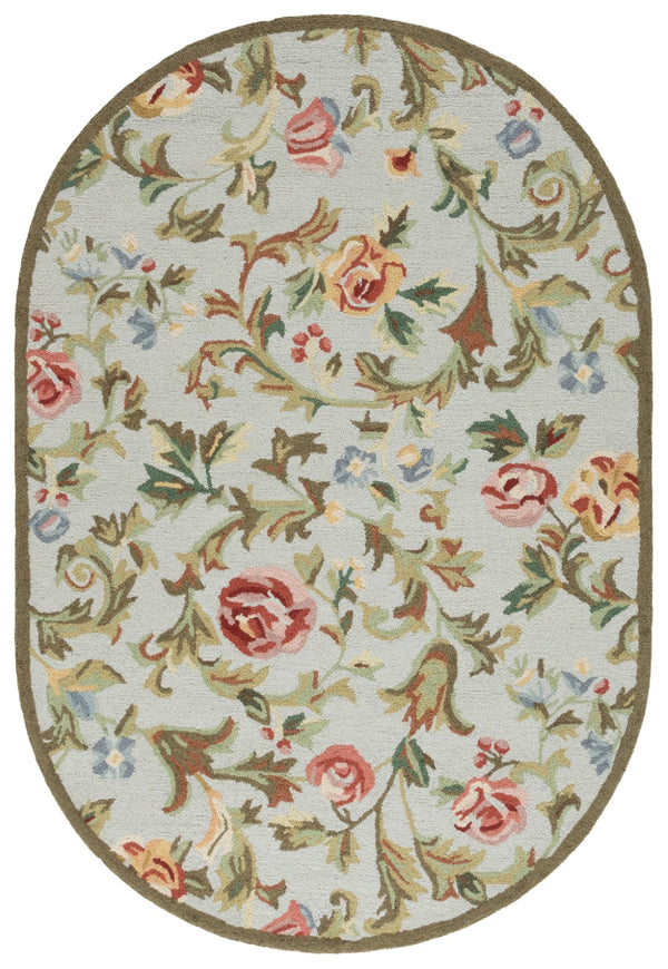 Safavieh Chelsea Hand-hooked Wool Area Rug - Elegant Floral Design In Rich Hues For Luxurious Home Comfort Ivory ,Sage Wool Hk310w-9