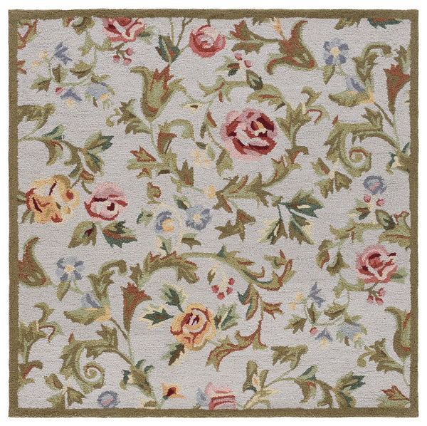 Safavieh Chelsea Hand-hooked Area Rug - Luxurious Floral Design In Soft Ivory For Timeless Home Elegance Ivory ,Sage Wool Hk310w-5sq