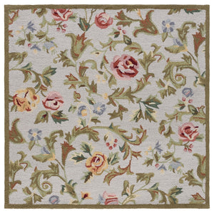 Safavieh Chelsea Hand-hooked Wool Area Rug - Elegant Floral Design In Rich Hues For Luxurious Home Comfort Ivory ,Sage Wool Hk310w-9