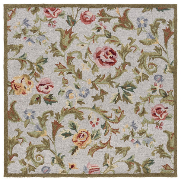 Safavieh Chelsea Hand-hooked Wool Area Rug - Elegant Floral Design In Rich Hues For Luxurious Home Comfort Ivory ,Sage Wool Hk310w-9