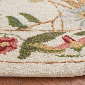 Safavieh Chelsea Hand Hooked Wool Oval Rug with Country Floral Pattern for Farmhouse Rooms Off-White 3'-0" x 5'-0" HK311B-3OV